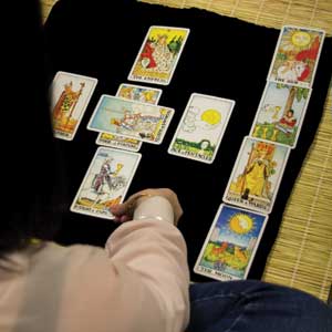 Her Rider-Waite Deck, in a Celtic Cross spread is Therese's preferred way to give a reading.
