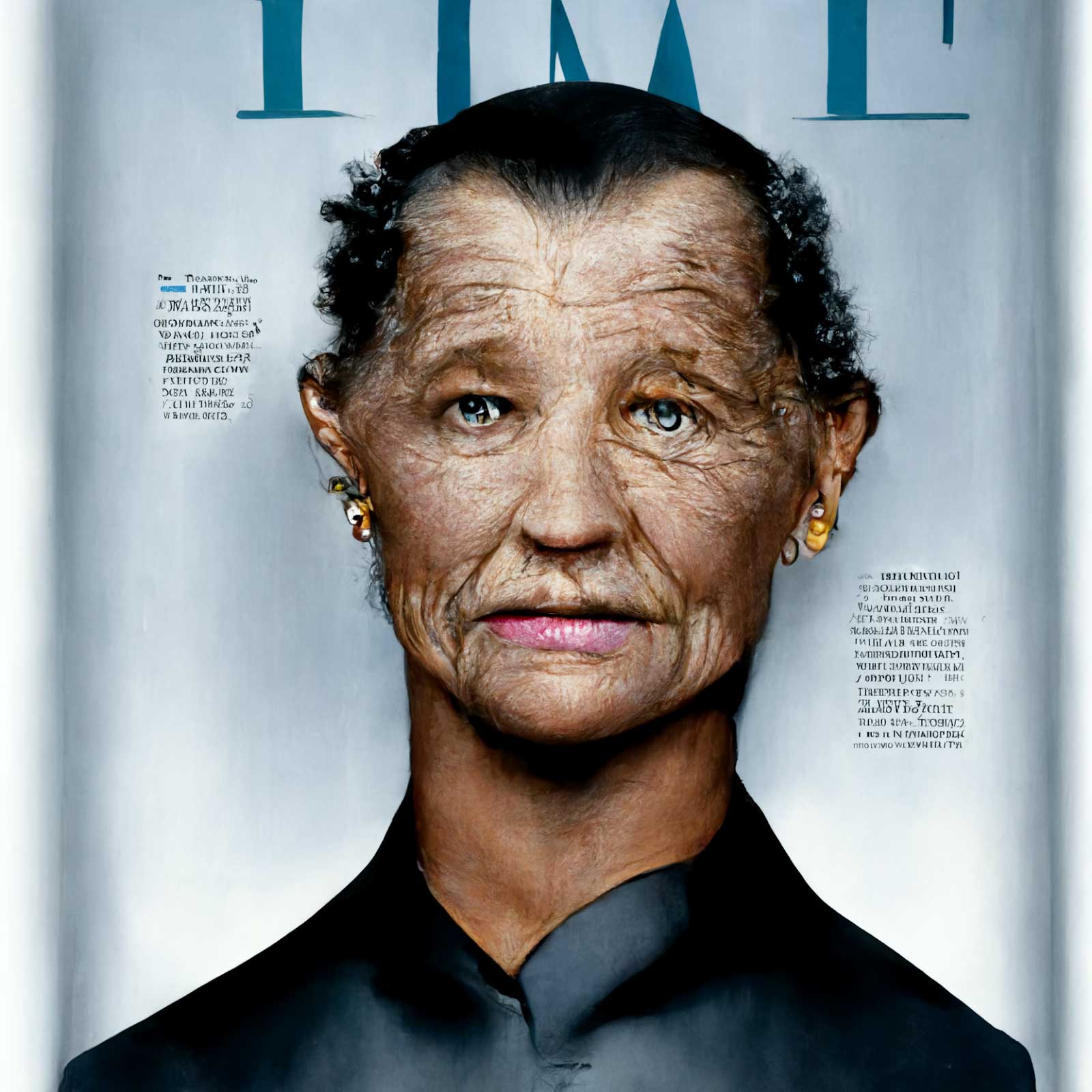 Time Magazine’s “2050 Person of the Year” Photo by Martin Schoeller. - Midjourney