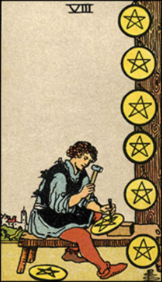 Minor Arcana The Eight of Pentacles Tarot Card