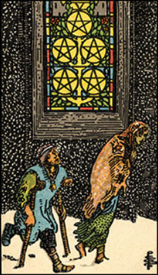 Minor Arcana The Five of Pentacles Tarot Card