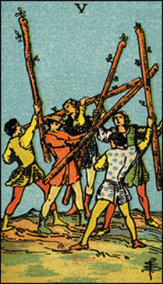 Minor Arcana The Five of Wands Tarot Card