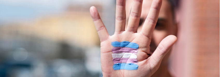 Transgender Pride Flag on Hand