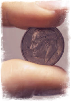 Woman Holding Dime