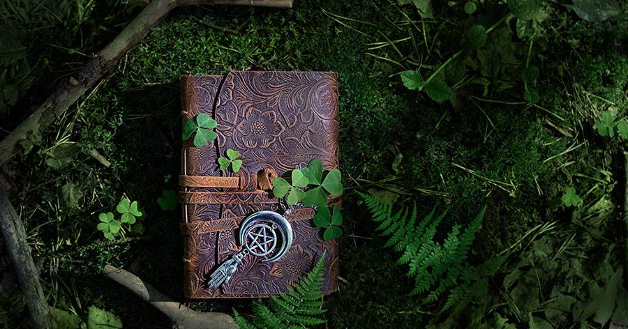 Wiccan Book of Shadows in the Forest