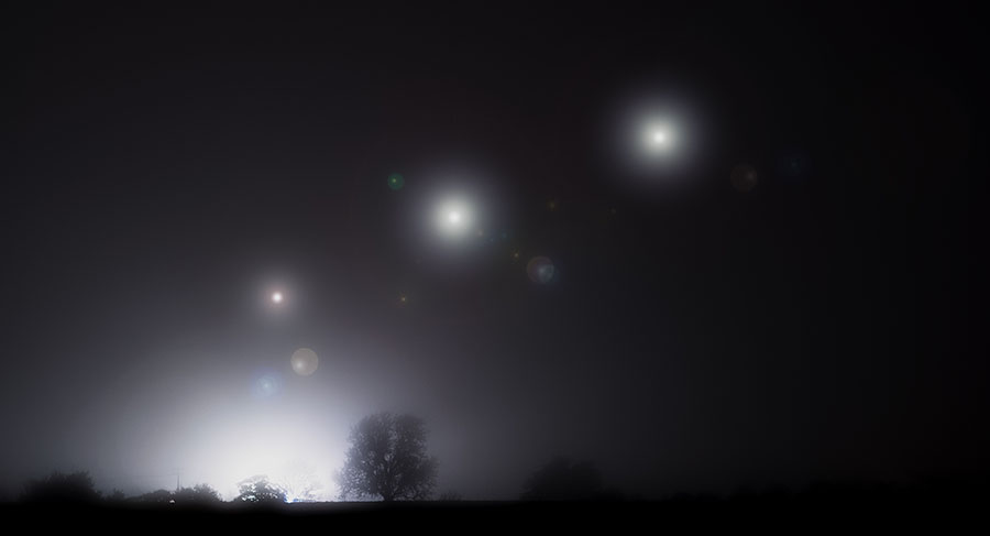 UFO lights in the sky