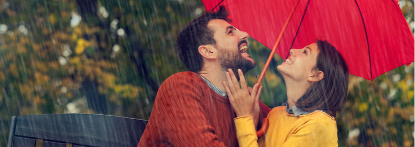 April Love Tips Couple in Rain