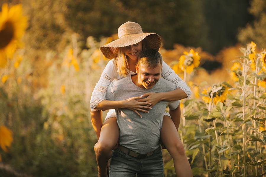 Couple in springtime