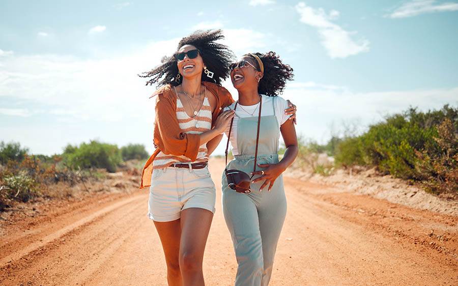 Friends walking together