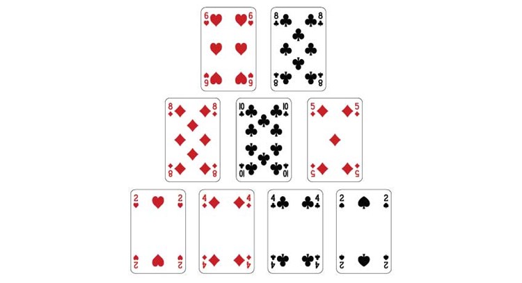 3 levels of a love pyramid card reading using regular playing deck