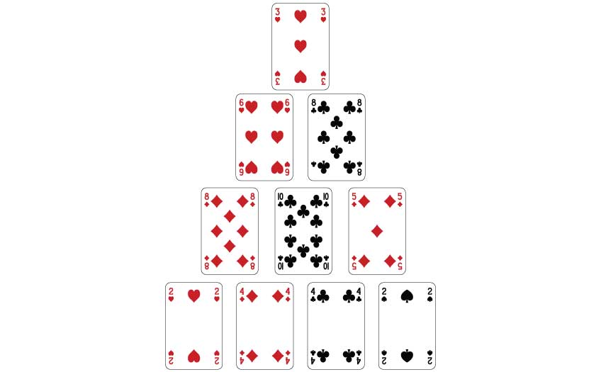 Love pyramid card reading using regular playing deck