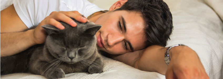 Man Talking to Cat
